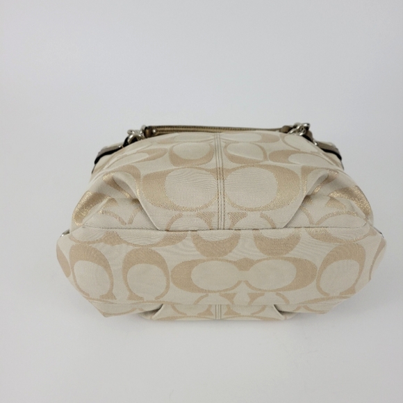 Coach Signature Gold Beige Handbag Shoulder Bag - Picture 5 of 13